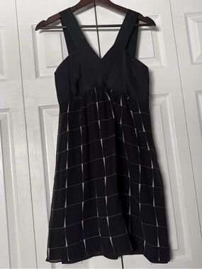 Y2K Vintage Express Silk Babydoll Dress Black & White Grid Print Size Small